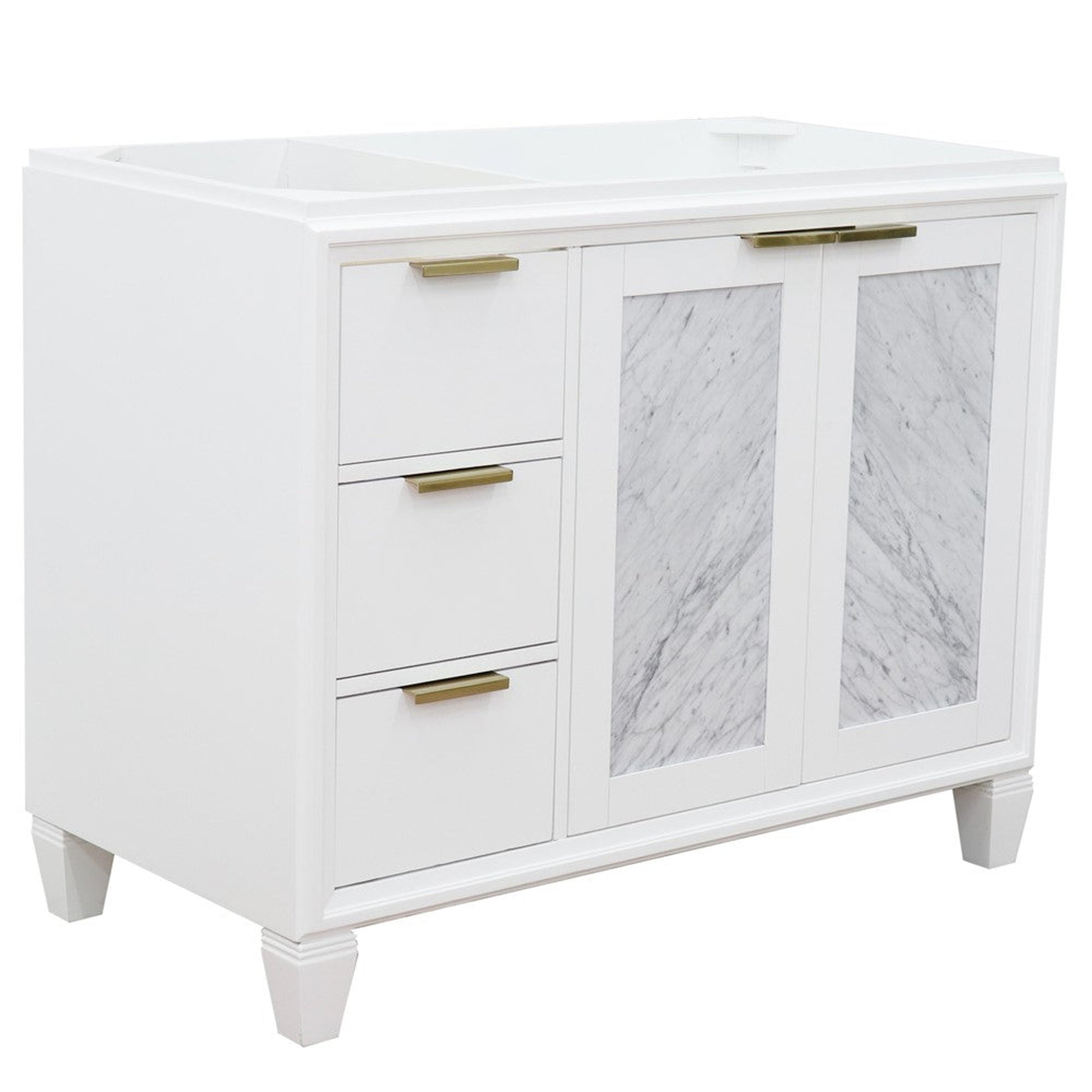 Bellaterra Home Trento 42" 2-Door 3-Drawer White Freestanding Vanity Base With Right Door