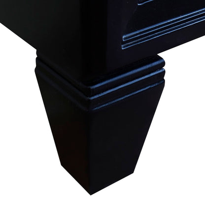 Bellaterra Home Trento 43" 2-Door 3-Drawer Black Freestanding Vanity Set With Ceramic Right Vessel Sink and Black Galaxy Granite Top, and Right Door Cabinet