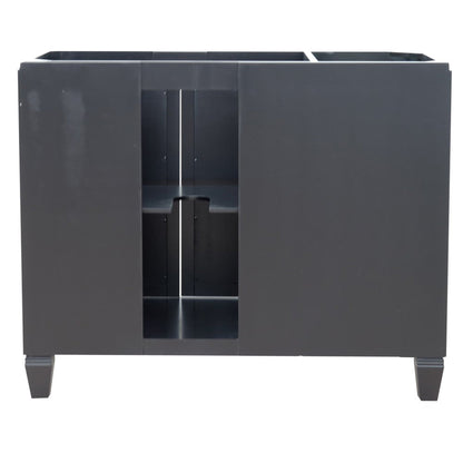 Bellaterra Home Trento 43" 2-Door 3-Drawer Black Freestanding Vanity Set With Ceramic Right Vessel Sink and Gray Granite Top, and Right Door Cabinet