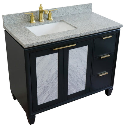 Bellaterra Home Trento 43" 2-Door 3-Drawer Dark Gray Freestanding Vanity Set With Ceramic Left Undermount Rectangular Sink and Gray Granite Top, and Left Door Cabinet