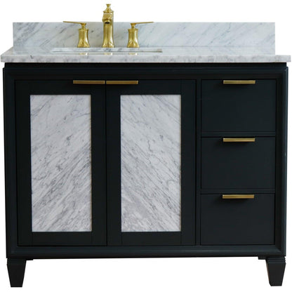 Bellaterra Home Trento 43" 2-Door 3-Drawer Dark Gray Freestanding Vanity Set With Ceramic Left Undermount Rectangular Sink and White Carrara Marble Top, and Left Door Cabinet