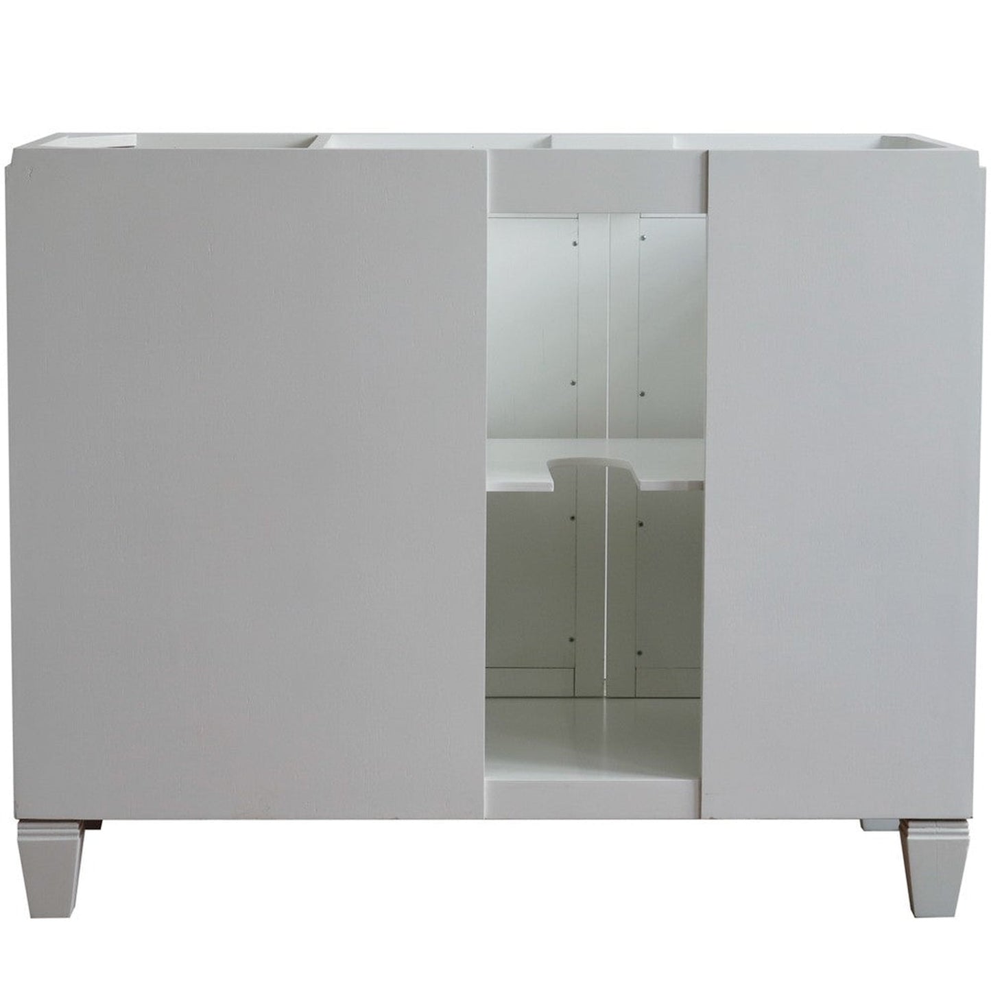 Bellaterra Home Trento 43" 2-Door 3-Drawer White Freestanding Vanity Set With Ceramic Left Undermount Oval Sink and Gray Granite Top, and Left Door Cabinet