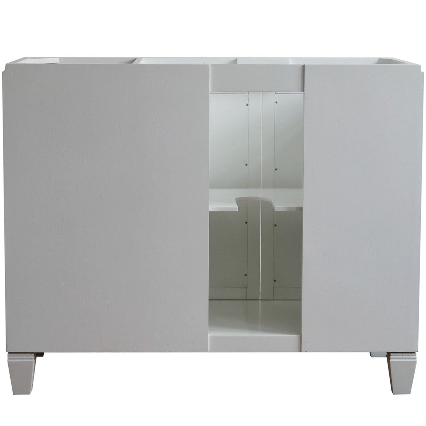 Bellaterra Home Trento 43" 2-Door 3-Drawer White Freestanding Vanity Set With Ceramic Left Undermount Oval Sink and White Carrara Marble Top, and Left Door Cabinet