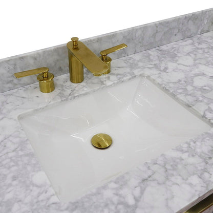 Bellaterra Home Trento 61" 4-Door 3-Drawer Dark Gray Freestanding Vanity Set With Ceramic Double Undermount Rectangular Sink and White Carrara Marble Top
