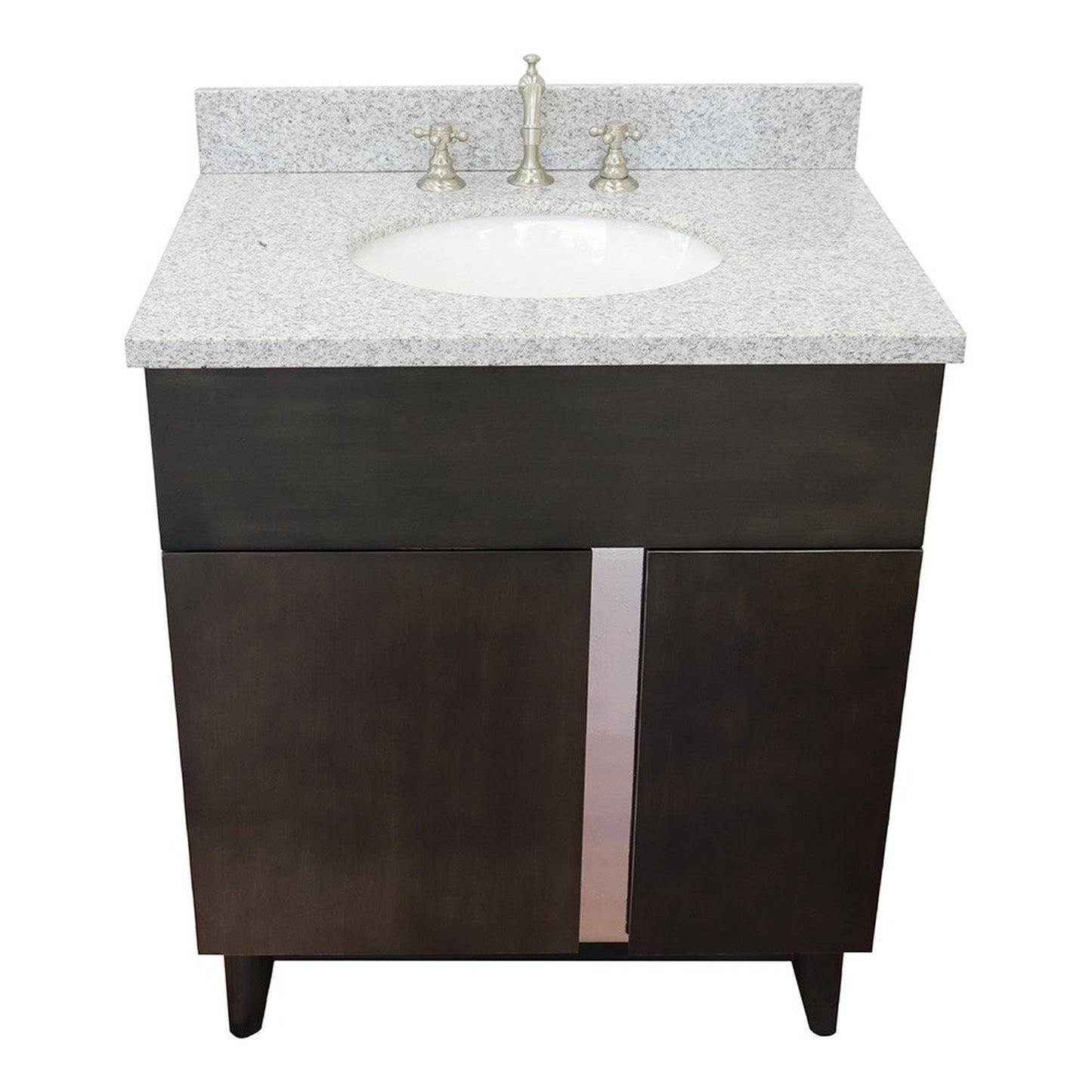 Bellaterra Home Urban 31" 1-Door 2-Drawer Silvery Brown Freestanding Vanity Set With Ceramic Undermount Oval Sink and Gray Granite Top