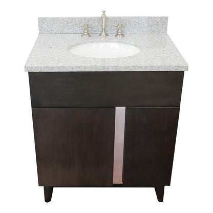 Bellaterra Home Urban 31" 1-Door 2-Drawer Silvery Brown Freestanding Vanity Set With Ceramic Undermount Oval Sink and Gray Granite Top