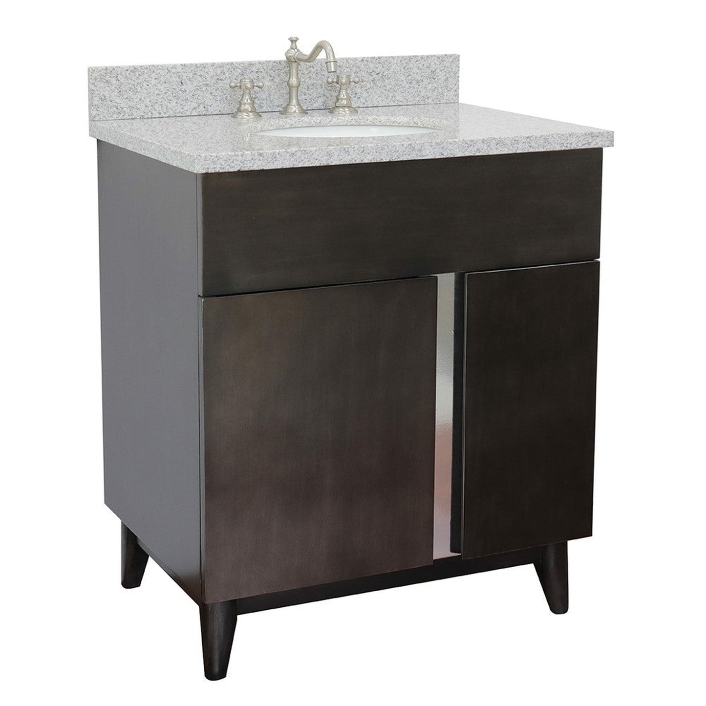 Bellaterra Home Urban 31" 1-Door 2-Drawer Silvery Brown Freestanding Vanity Set With Ceramic Undermount Oval Sink and Gray Granite Top