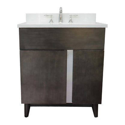 Bellaterra Home Urban 31" 1-Door 2-Drawer Silvery Brown Freestanding Vanity Set With Ceramic Undermount Oval Sink and White Quartz Top