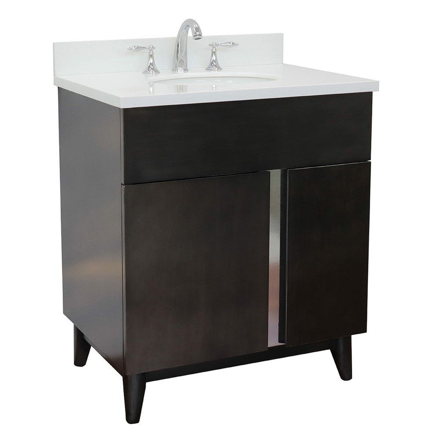 Bellaterra Home Urban 31" 1-Door 2-Drawer Silvery Brown Freestanding Vanity Set With Ceramic Undermount Oval Sink and White Quartz Top