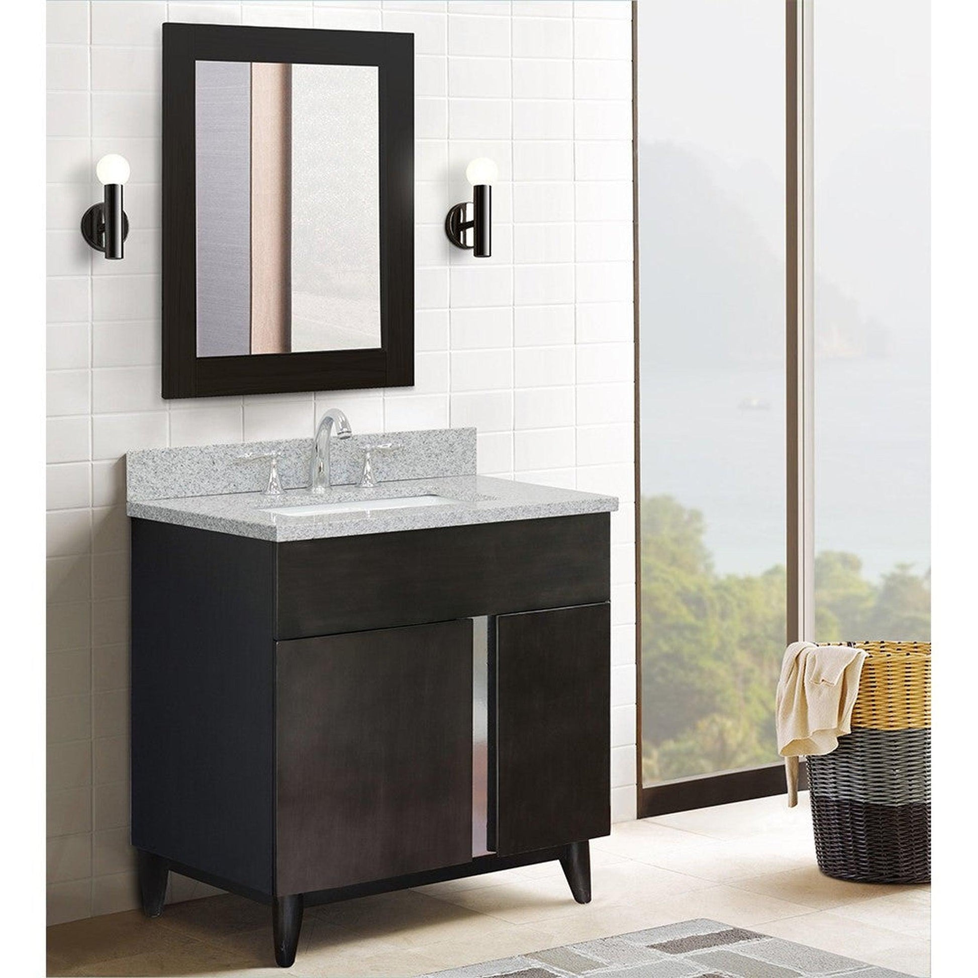 Bellaterra Home Urban 31" 1-Door 2-Drawer Silvery Brown Freestanding Vanity Set With Ceramic Undermount Rectangular Sink and Gray Granite Top