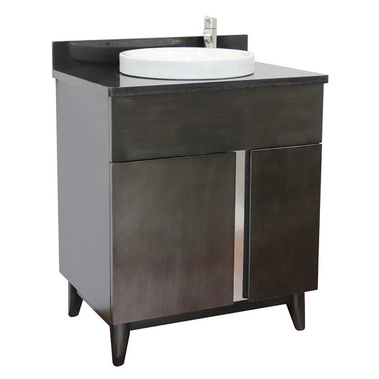 Bellaterra Home Urban 31" 1-Door 2-Drawer Silvery Brown Freestanding Vanity Set With Ceramic Vessel Sink and Black Galaxy Top