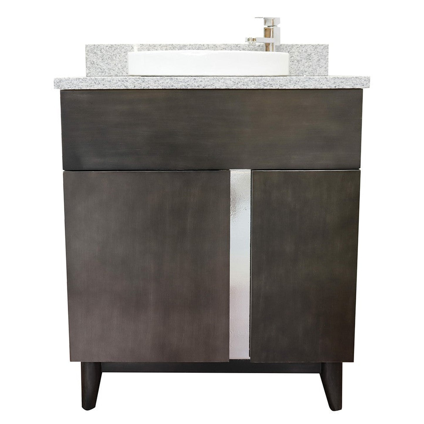 Bellaterra Home Urban 31" 1-Door 2-Drawer Silvery Brown Freestanding Vanity Set With Ceramic Vessel Sink and Gray Granite Top