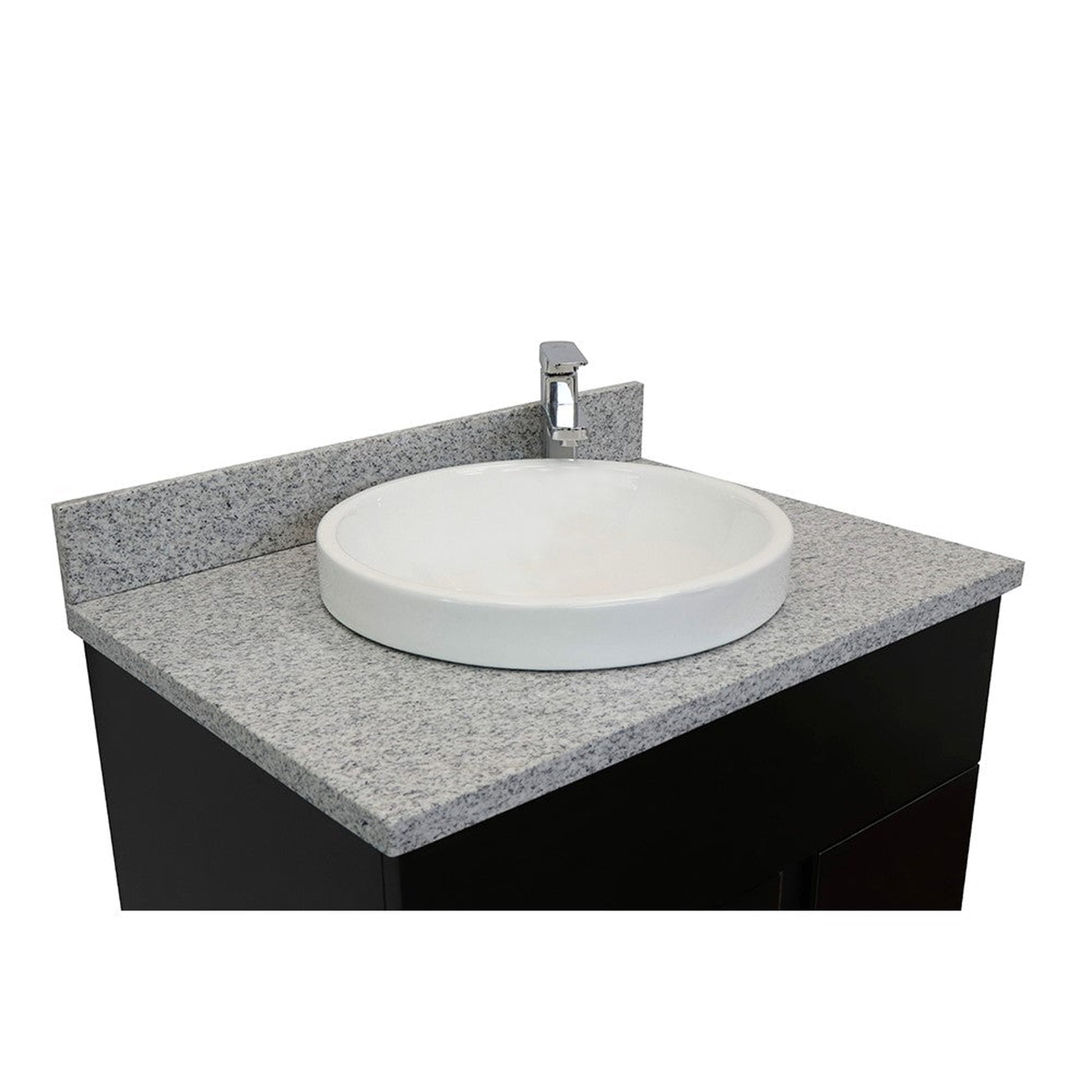 Bellaterra Home Urban 31" 1-Door 2-Drawer Silvery Brown Freestanding Vanity Set With Ceramic Vessel Sink and Gray Granite Top