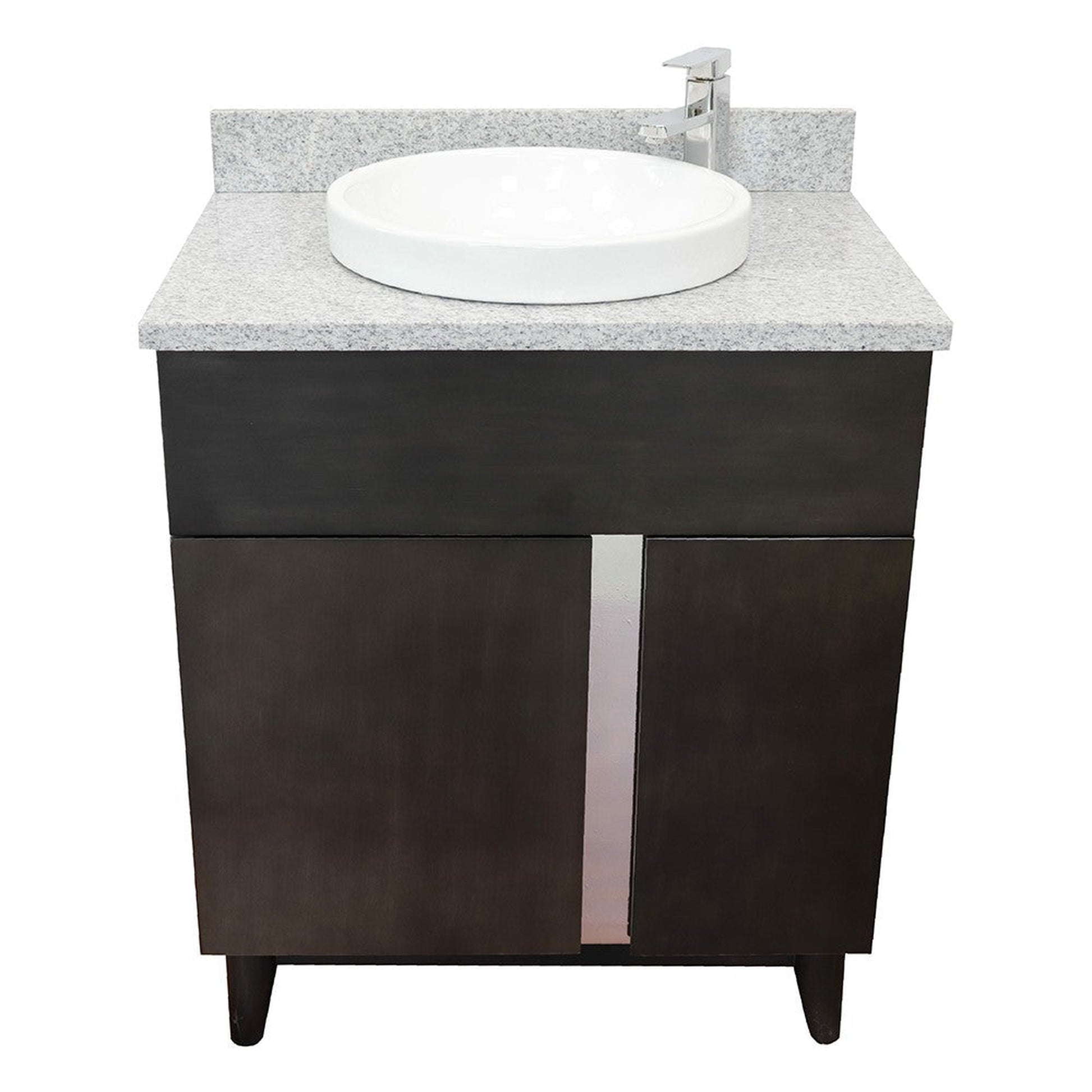 Bellaterra Home Urban 31" 1-Door 2-Drawer Silvery Brown Freestanding Vanity Set With Ceramic Vessel Sink and Gray Granite Top