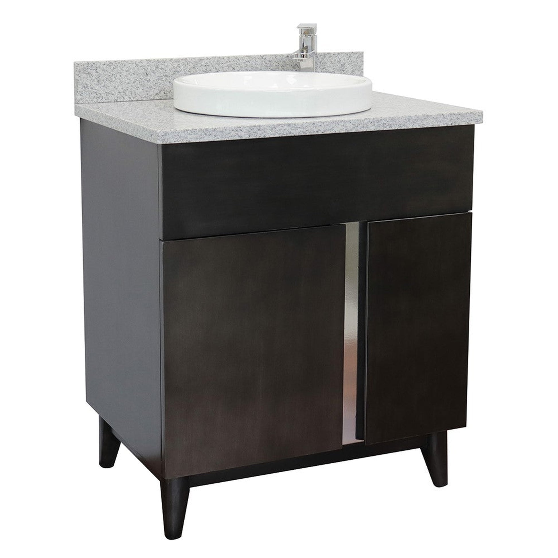 Bellaterra Home Urban 31" 1-Door 2-Drawer Silvery Brown Freestanding Vanity Set With Ceramic Vessel Sink and Gray Granite Top