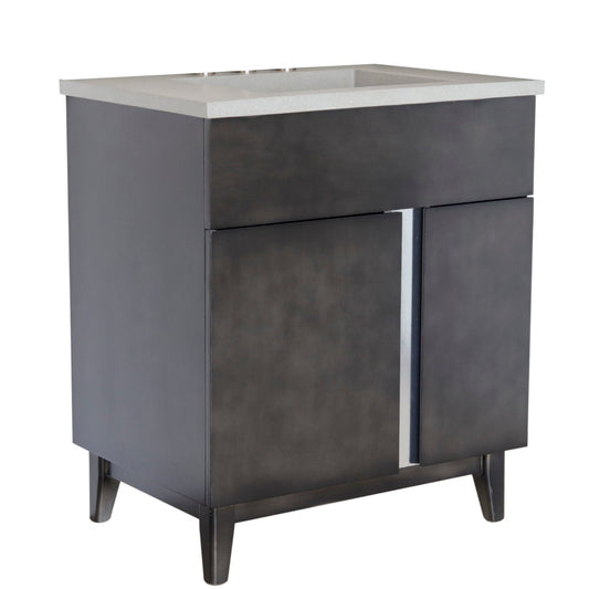 Bellaterra Home Urban 31" 1-Door 2-Drawer Silvery Brown Freestanding Vanity Set With Concrete Integrated Rectangular Ramp Sink and Gray Concrete Top