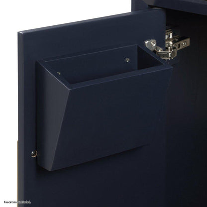 Bemma Design Gracie 24" Pacific Blue Solid Wood Freestanding Bathroom Vanity With Single 1-Hole White Quartz Vanity Top, Rectangle Undermount Sink, Backsplash and Satin Brass Trim