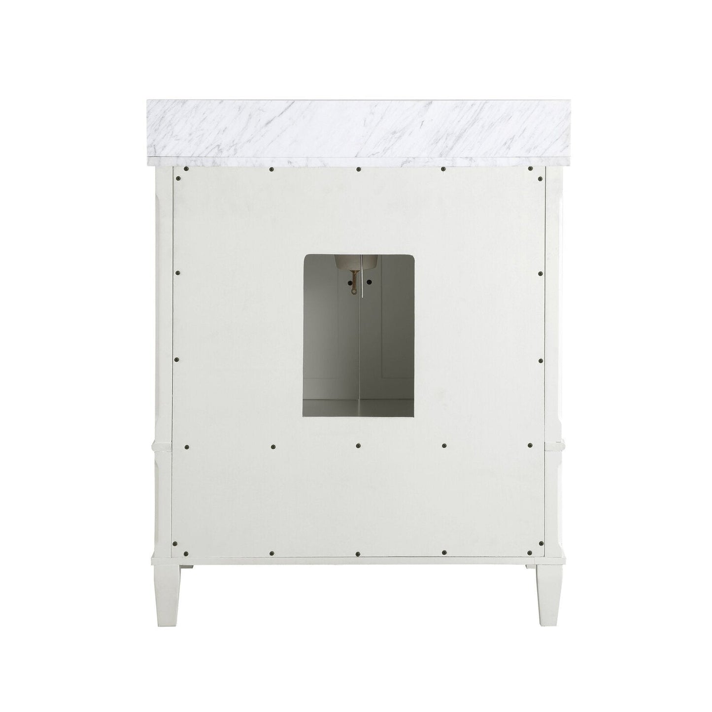 Bemma Design Montauk 30" Pure White Solid Wood Freestanding Bathroom Vanity With Single 3-Hole Italian Carra Marble Vanity Top, Oval Undermount Sink, and Backsplash