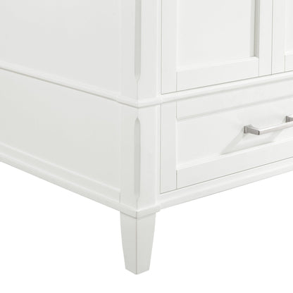 Bemma Design Montauk 36" Pure White Solid Wood Freestanding Bathroom Vanity With Single 3-Hole White Quartz Vanity Top, Oval Undermount Sink, and Backsplash