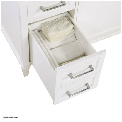 Bemma Design Montauk 48" Pure White Solid Wood Freestanding Bathroom Vanity With Single 3-Hole White Quartz Vanity Top, Oval Undermount Sink, and Backsplash