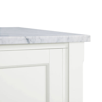 Bemma Design Montauk 60" Pure White Solid Wood Freestanding Bathroom Vanity With Double 3-Hole Italian Carra Marble Vanity Top, Oval Undermount Sink, and Backsplash
