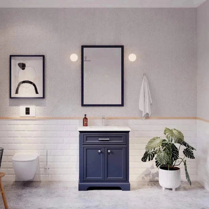 Bienal Talia 30" Navy Blue 1-Drawer 2-Door Vanity With Sivec Marble Countertop and Single Porcelain Sink