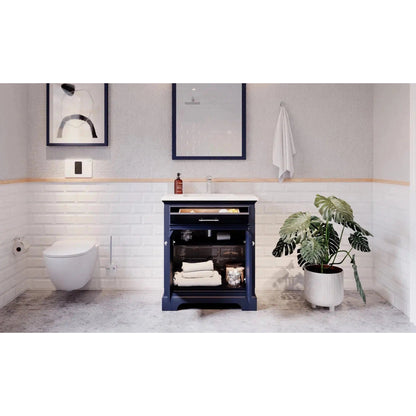 Bienal Talia 30" Navy Blue 1-Drawer 2-Door Vanity With Sivec Marble Countertop and Single Porcelain Sink