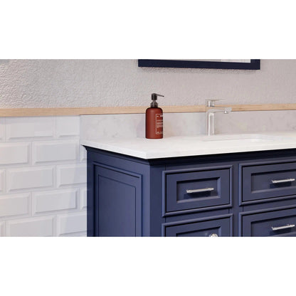 Bienal Talia 30" Navy Blue 1-Drawer 2-Door Vanity With Sivec Marble Countertop and Single Porcelain Sink