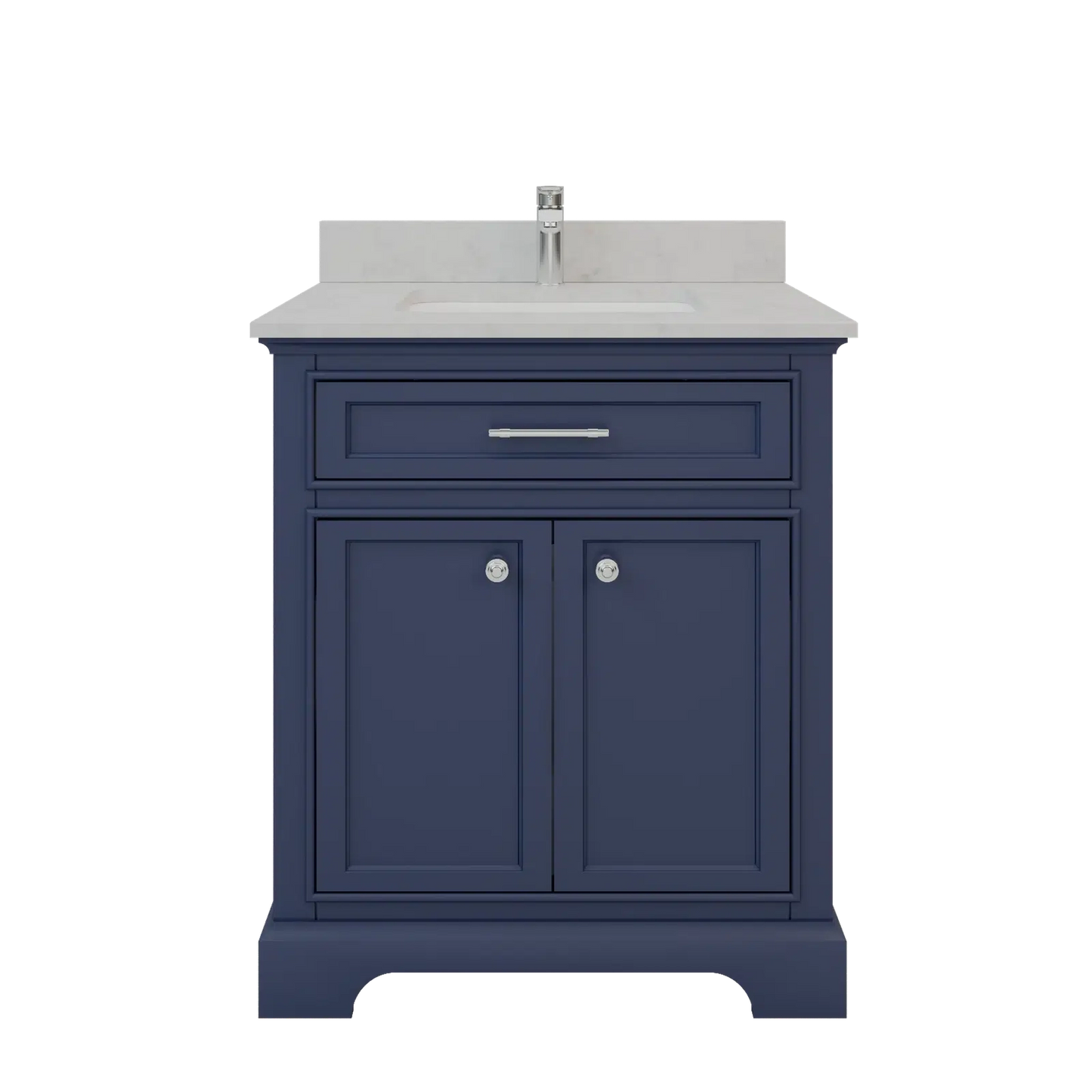 Bienal Talia 30" Navy Blue 1-Drawer 2-Door Vanity With Sivec Marble Countertop and Single Porcelain Sink