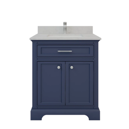 Bienal Talia 30" Navy Blue 1-Drawer 2-Door Vanity With Sivec Marble Countertop and Single Porcelain Sink