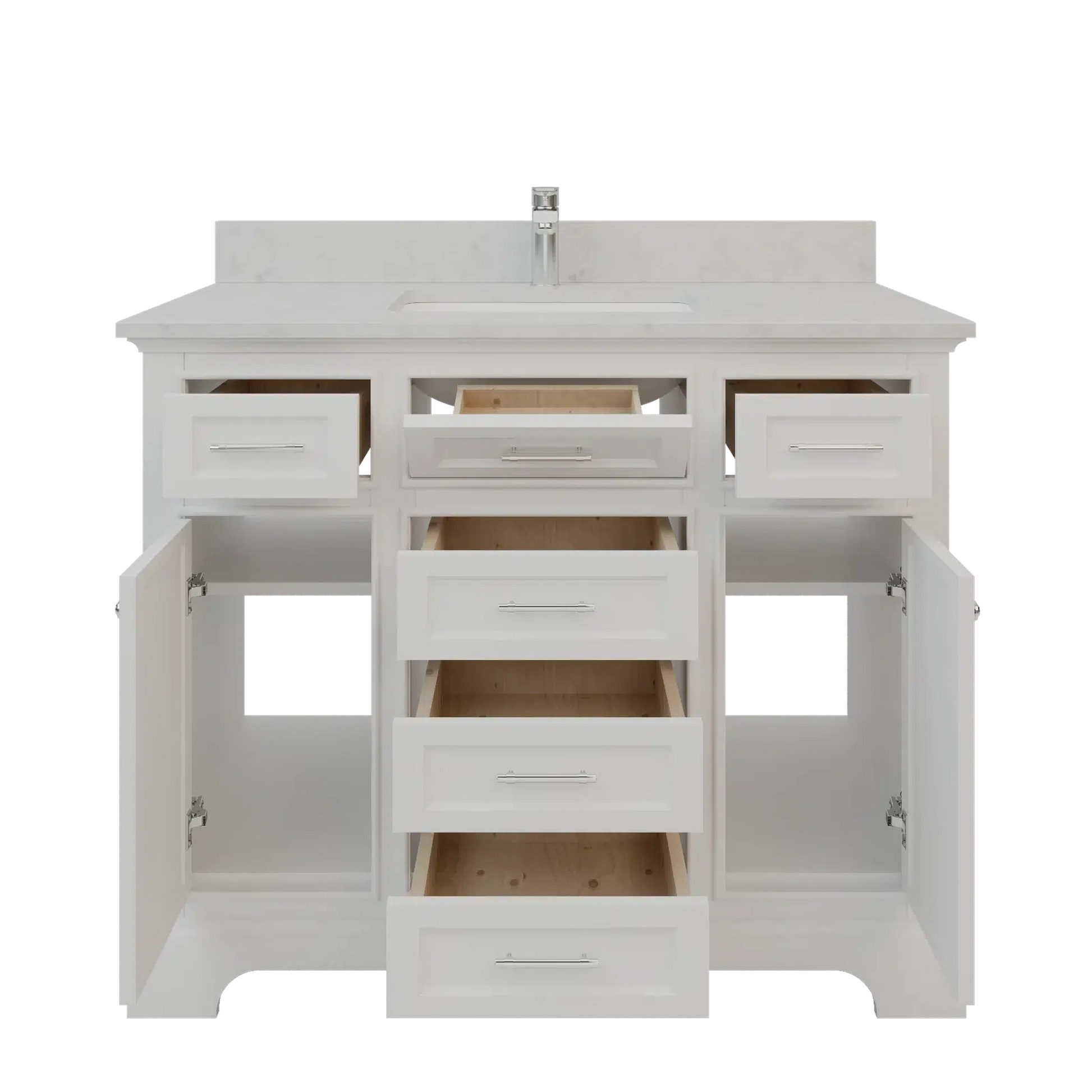 Bienal Talia 42" White 6-Drawer 2-Door Vanity With Sivec Marble Countertop and Single Porcelain Sink