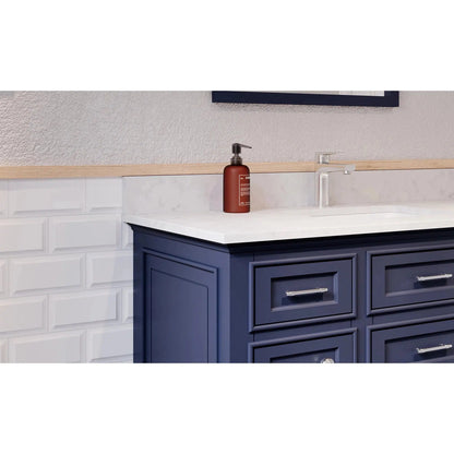 Bienal Talia 48" Navy Blue 6-Drawer 2-Door Vanity With Sivec Marble Countertop and Single Porcelain Sink