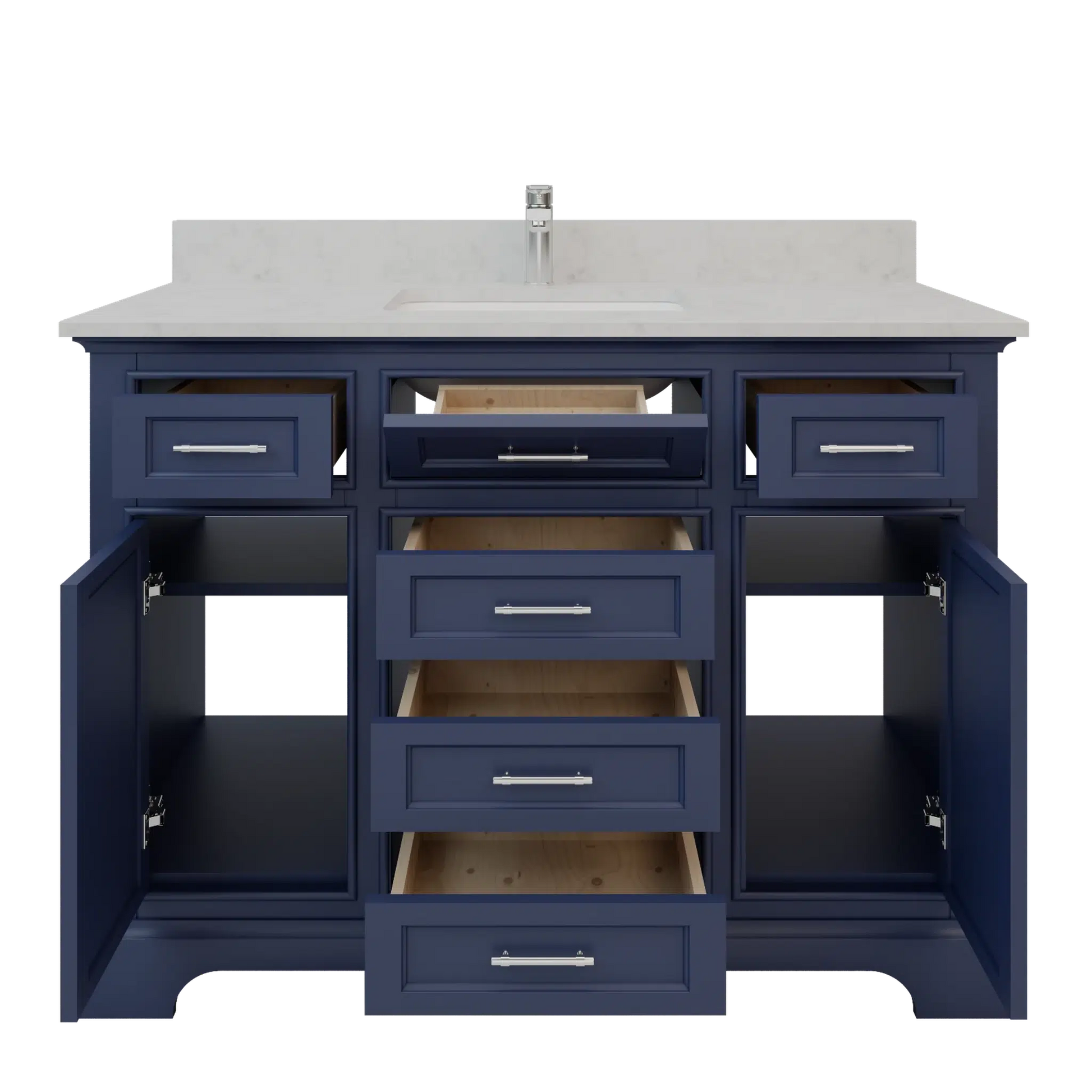 Bienal Talia 48" Navy Blue 6-Drawer 2-Door Vanity With Sivec Marble Countertop and Single Porcelain Sink