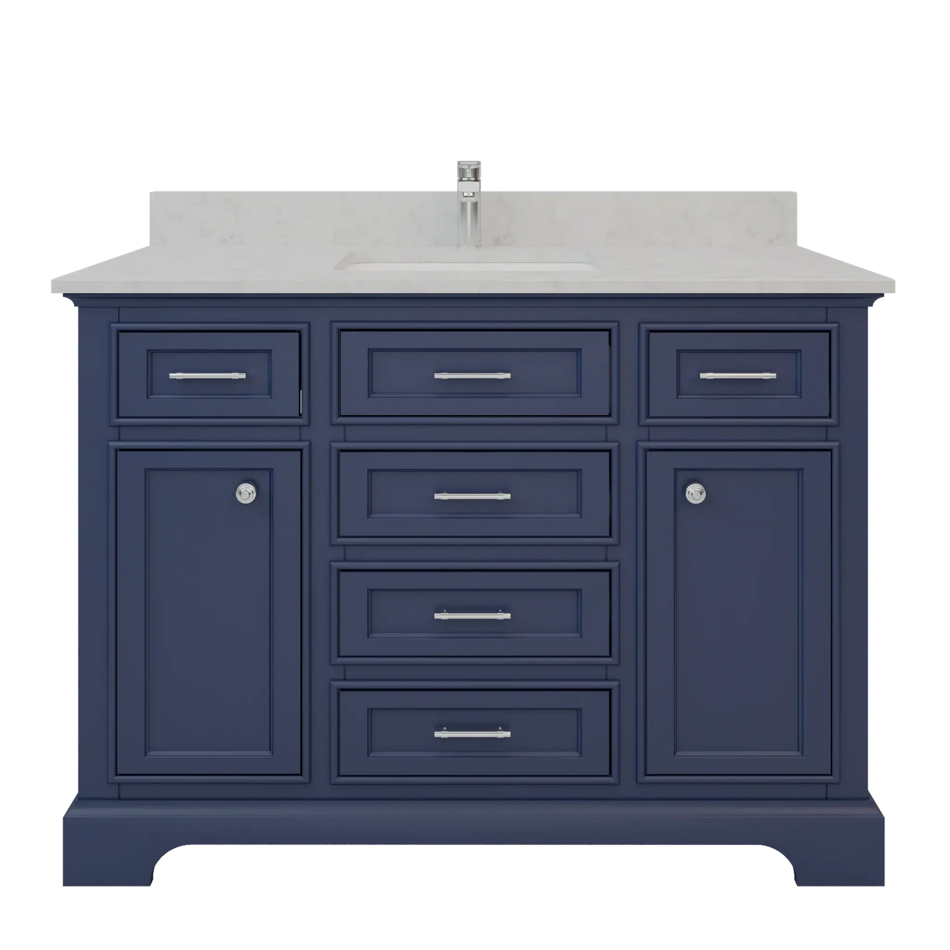 Bienal Talia 48" Navy Blue 6-Drawer 2-Door Vanity With Sivec Marble Countertop and Single Porcelain Sink