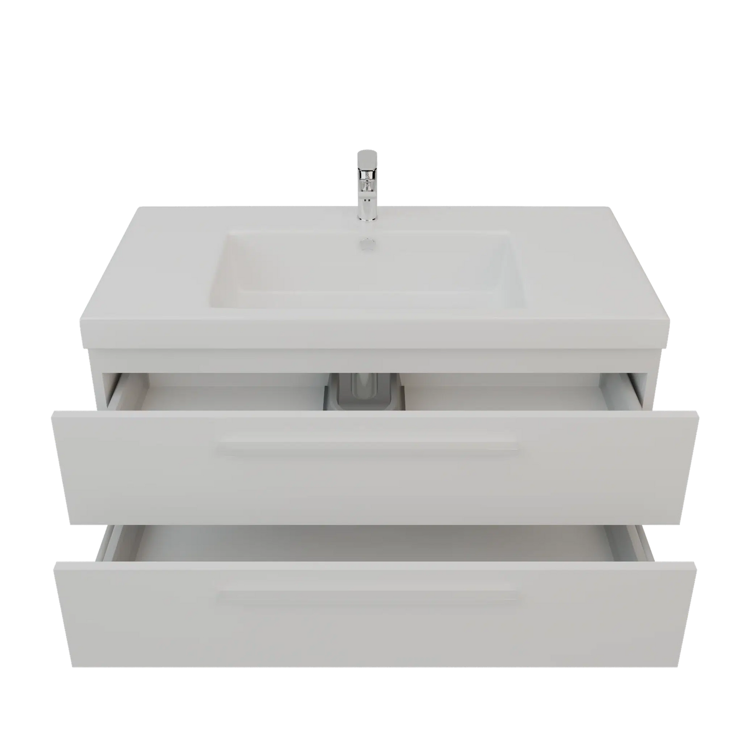 Bienal Valero 42" White 2-Drawer Vanity With Acrylic Countertop and Single Sink