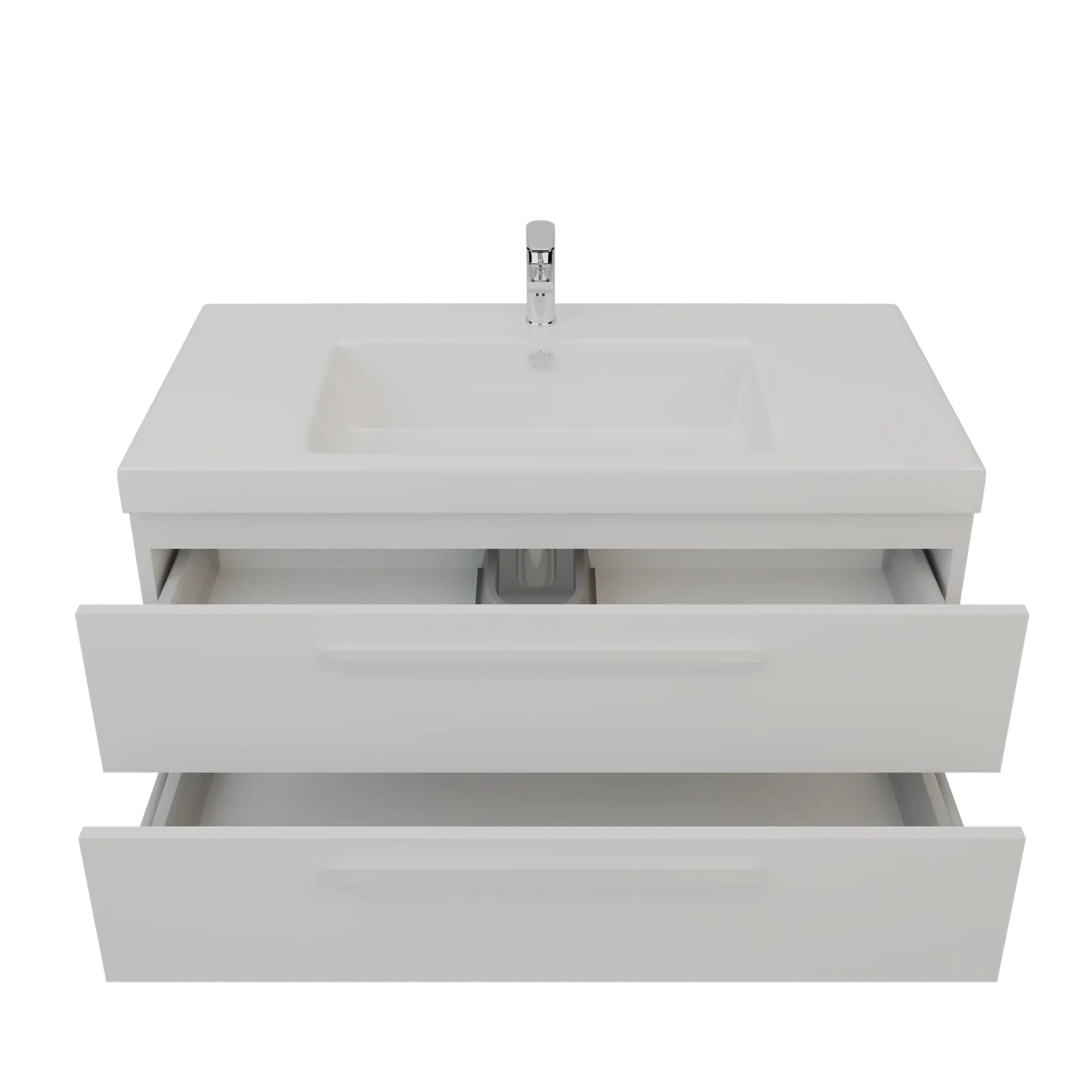 Bienal Valero 42" White 2-Drawer Vanity With Acrylic Countertop and Single Sink