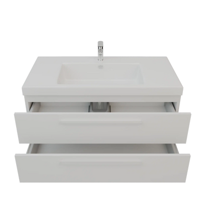 Bienal Valero 42" White 2-Drawer Vanity With Acrylic Countertop and Single Sink