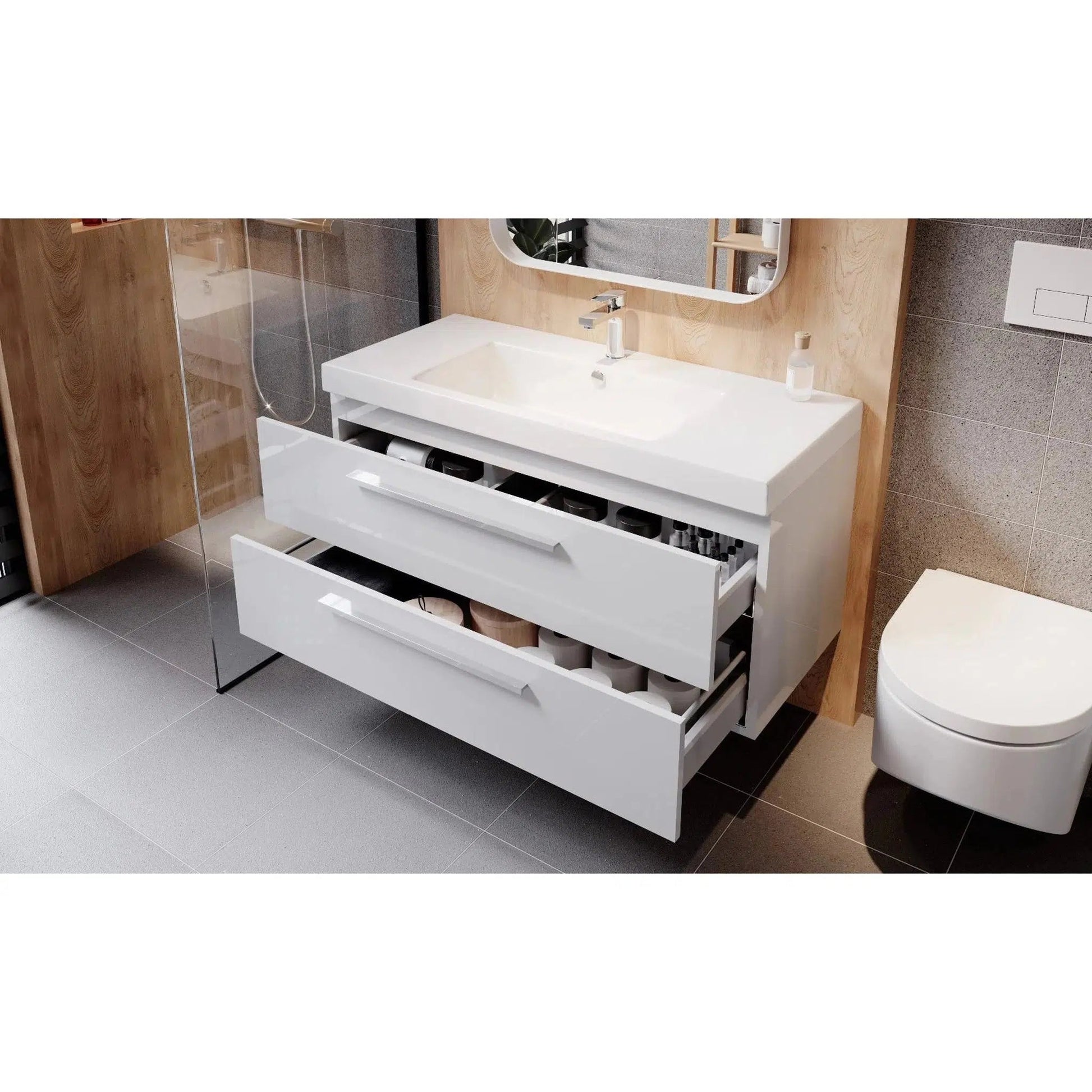 Bienal Valero 42" White 2-Drawer Vanity With Acrylic Countertop and Single Sink