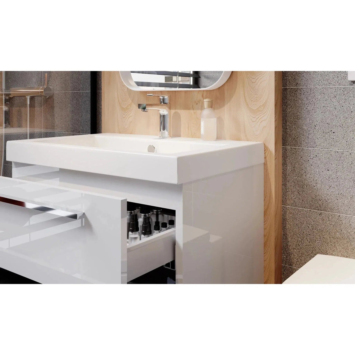 Bienal Valero 42" White 2-Drawer Vanity With Acrylic Countertop and Single Sink