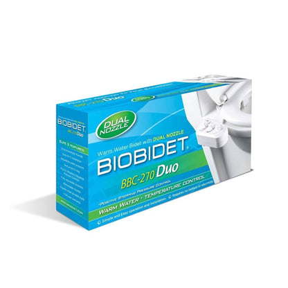 Bio Bidet BB-270 17" White Duo Non-Electric Bidet Attachment With Retractable Dual Nozzle