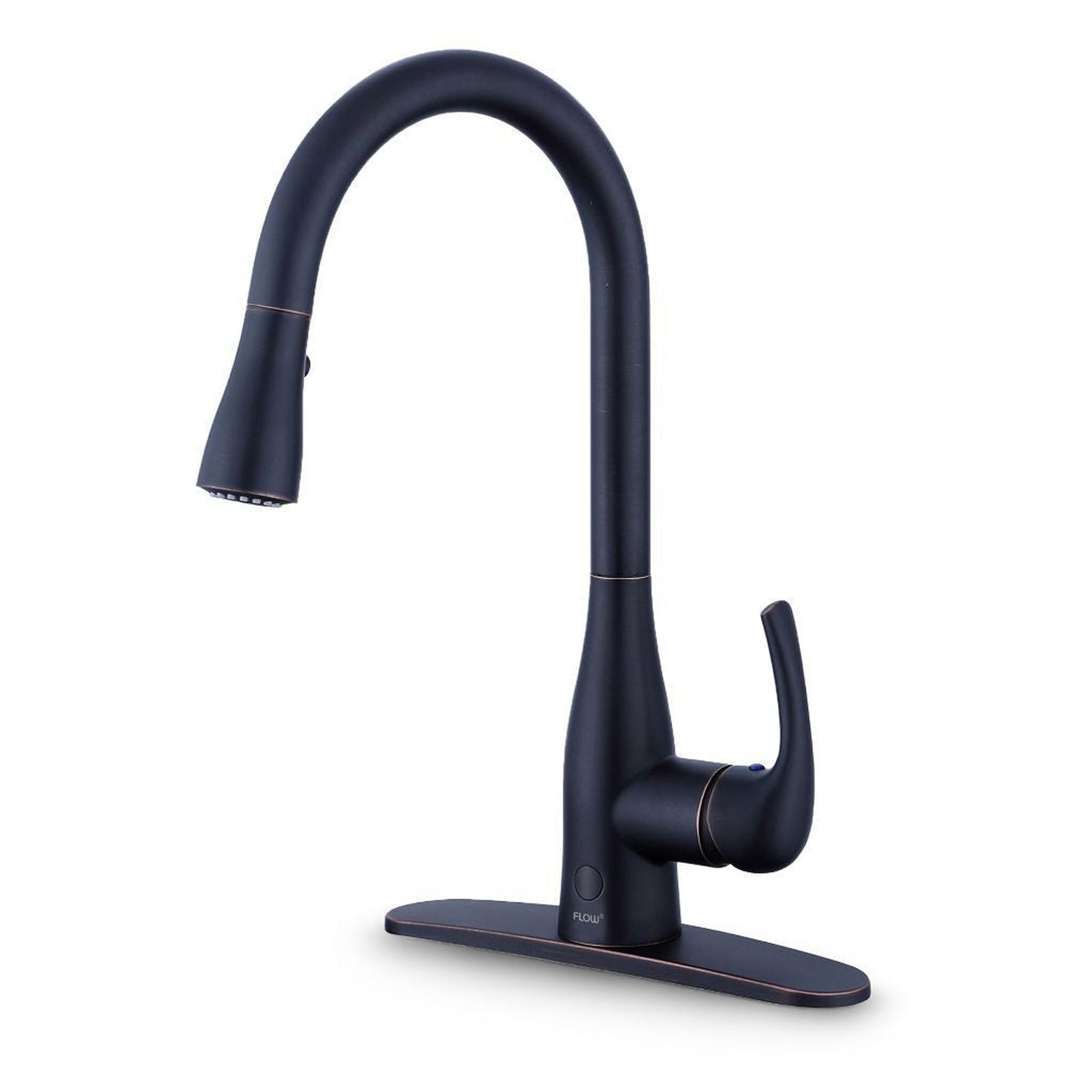 Bio Bidet Flow Motion Activated 17" Oil Rubbed Bronze Single Hole High Arc Smart Latch Kitchen Faucet With Dual Sensor and Dual Spray Function