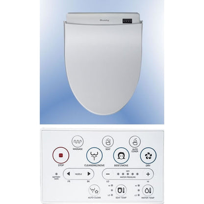 Blooming NB-R1570-EW White Hybrid Heating System Elongated Bidet Seat With Remote Control and Self-Opening Sittable Lid