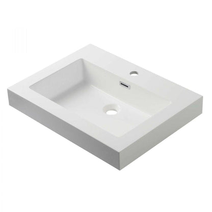 Blossom 20" x 18" White Rectangular Acrylic Vanity Top With Integrated Single Sink And Overflow
