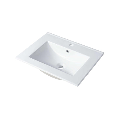 Blossom 20" x 18" White Square Ceramic Vanity Top With Integrated Single Sink And Overflow