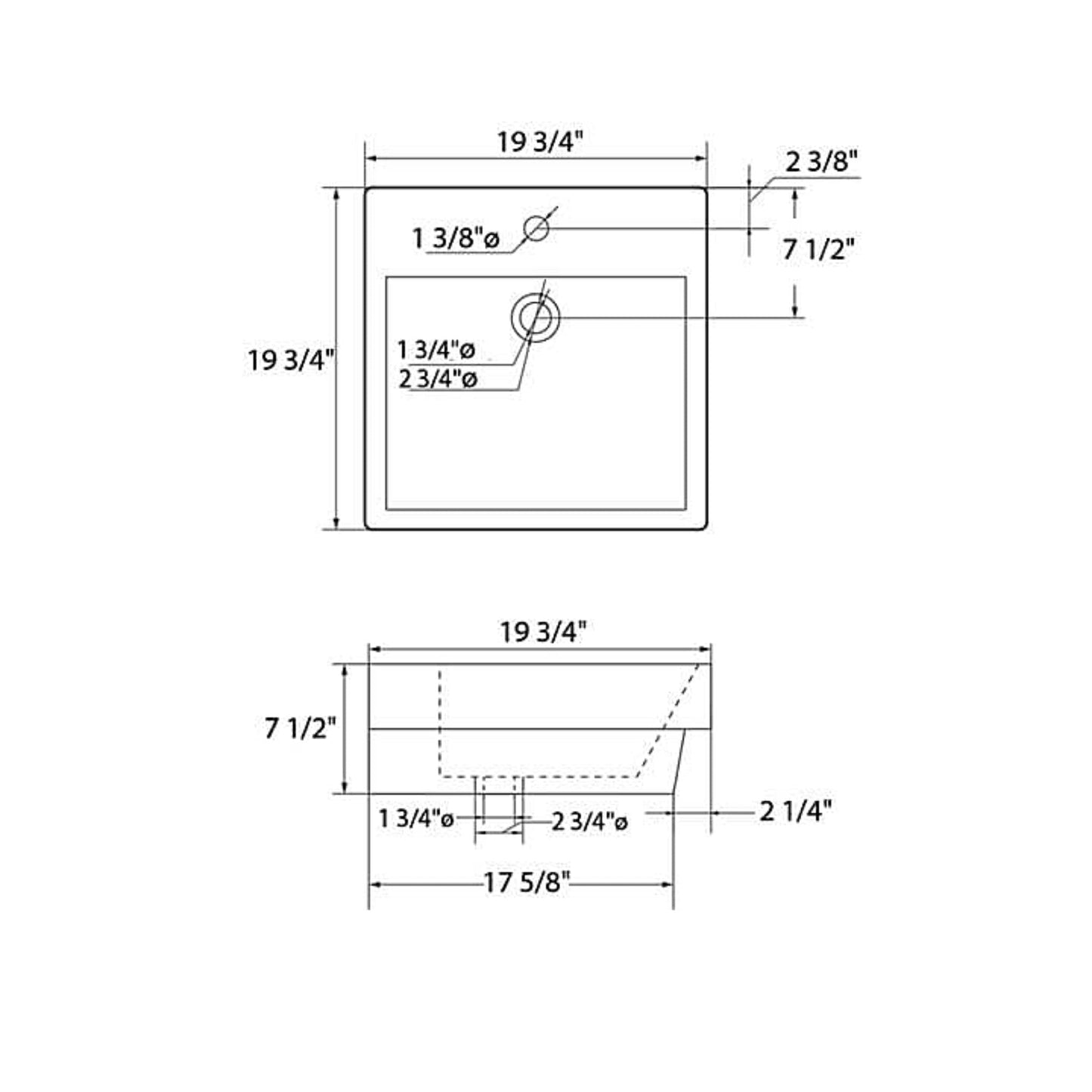 Blossom 20" x 20" White Square Ceramic Vanity Top With Integrated Single Sink And Overflow