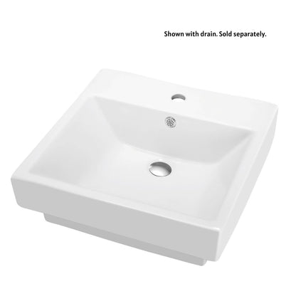 Blossom 20" x 20" White Square Ceramic Vanity Top With Integrated Single Sink And Overflow
