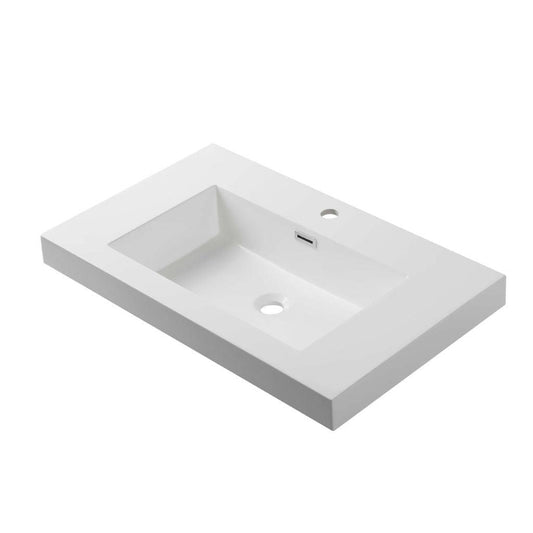Blossom 24" x 18" White Rectangular Acrylic Vanity Top With Integrated Single Sink And Overflow