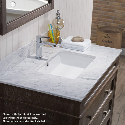 Blossom 36" x 22" White Carrara Marble Vanity Top With Backsplash