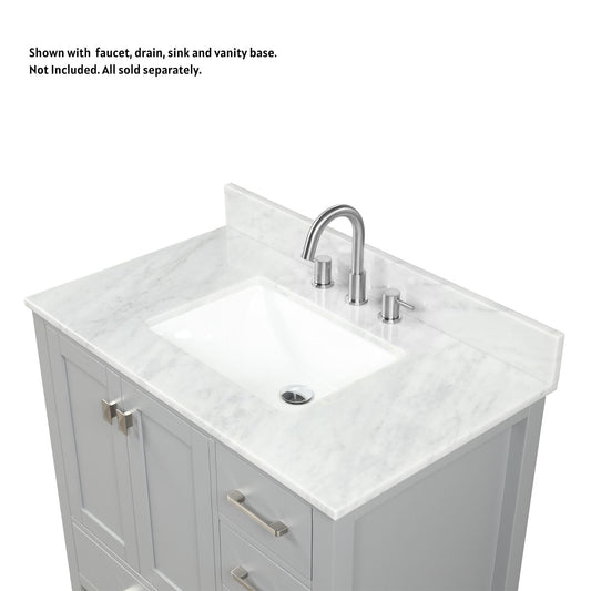 Blossom 36" x 22" Widespread Carrara Marble Vanity Top With Backsplash