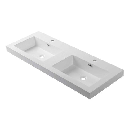 Blossom 48" x 18" White Rectangular Acrylic Vanity Top With Integrated Double Sink And Overflow